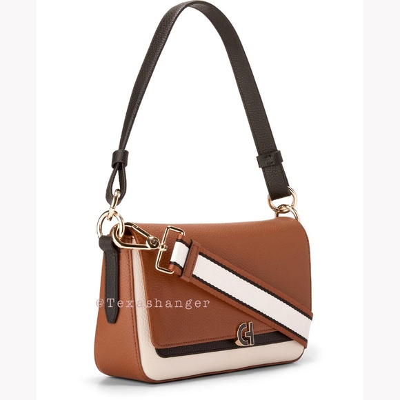 NWT Cole Haan Mini Leather Shoulder Bag Black/White/British Tan - Picture 3 of 16
